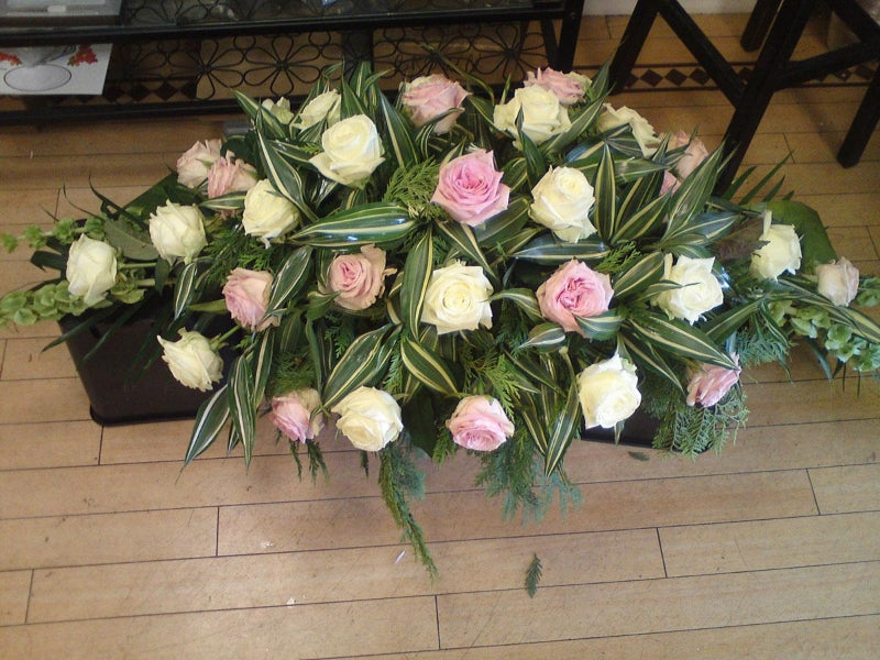 Avalanche Rose And Pink Rose Stylish Coffin Spray