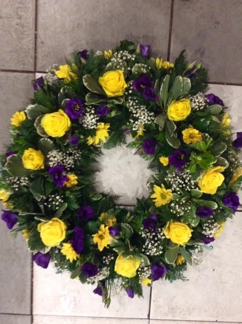 Lilac and Yellow Open Wreath