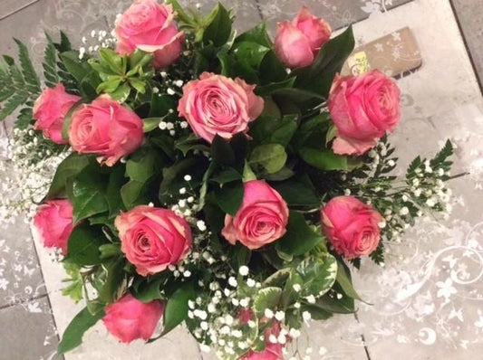 12 Pink Rose Bouquet