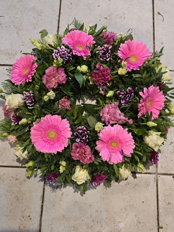 Pink Sympathy Wreath