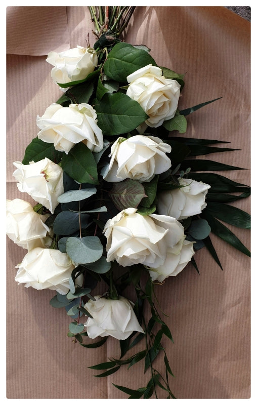 White Avalanche Rose Tied Sheaf